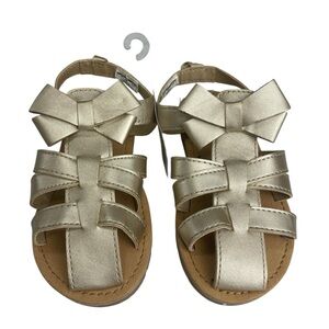 Carters Girls Fisherman Style Gold Sandal with Velcro Closure Size 9 NWT